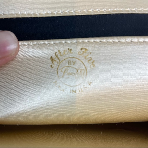 VINTAGE AFTER FIVE BY LAND M BLACK EVENING BAG PURSE Black Satin Diamond - Picture 5 of 9